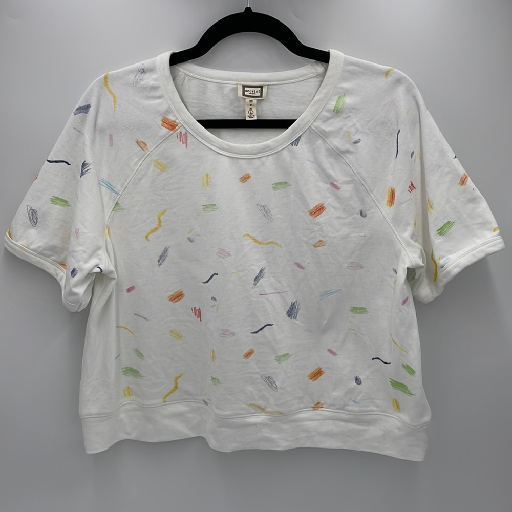 Mo : Vint Cropped Short Sleeved Jersey Top Size L